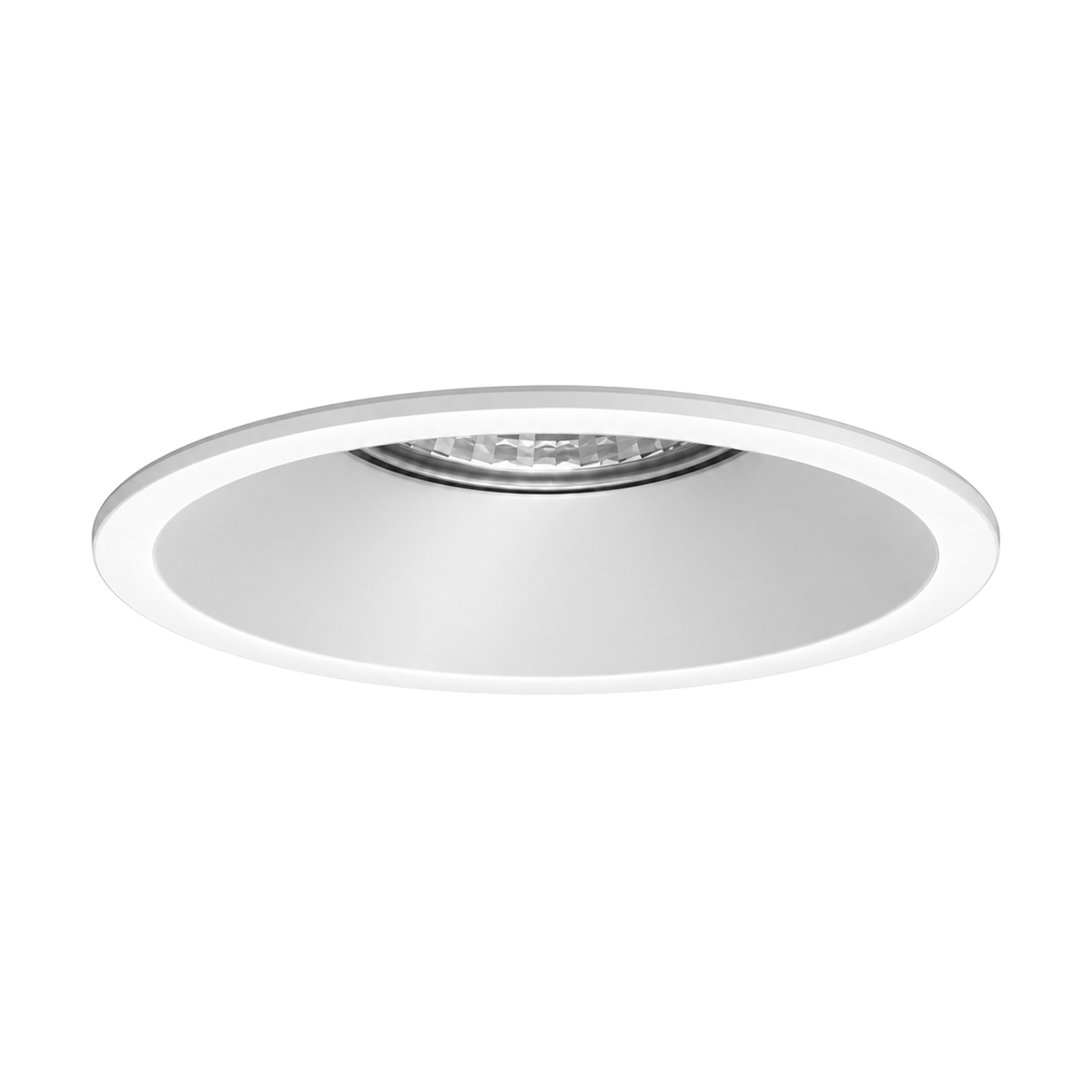 Foco empotrable Tolva S de Nexia de 9 W en acabado blanco, vista principal de la parte visible una vez instalado.