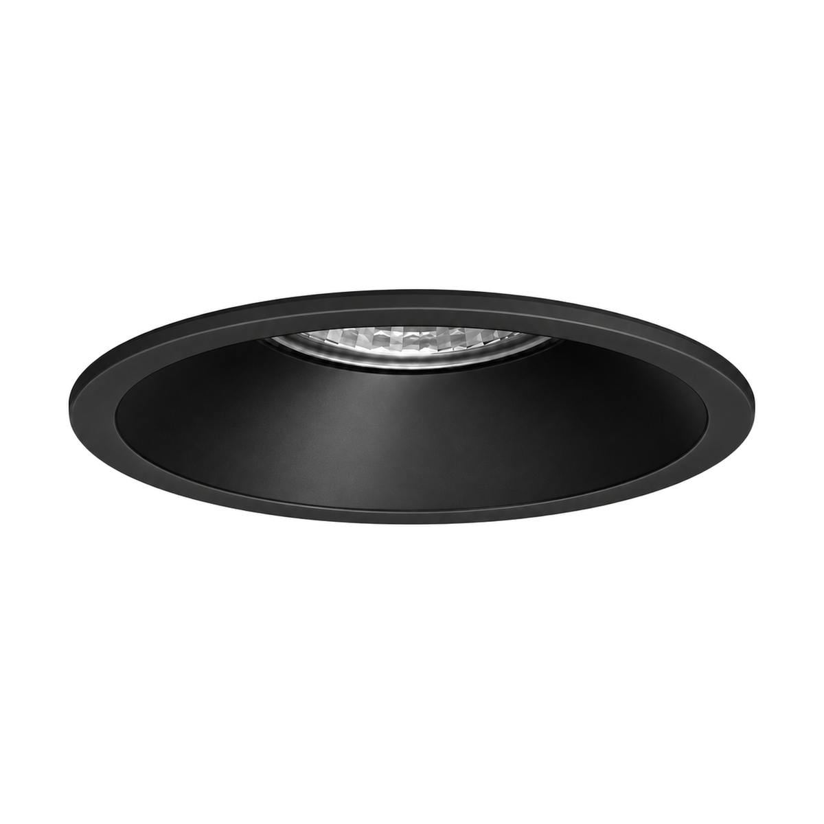Foco empotrable Tolva S de Nexia de 9 W en acabado negro, vista principal de la parte visible una vez instalado.